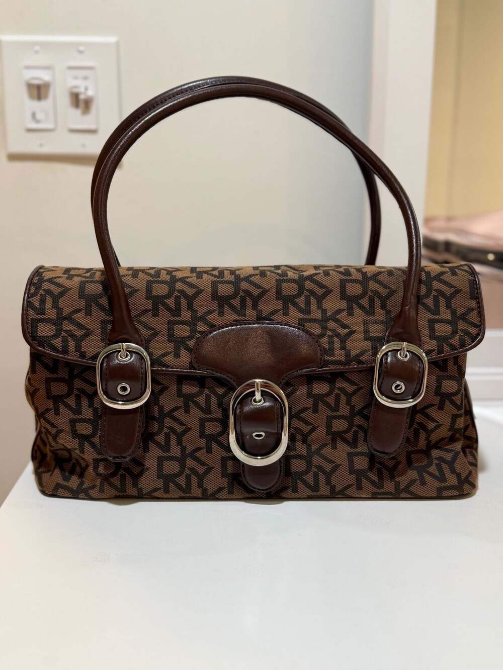 Vintage DKNY Monogram Jacquard Satchel Bag